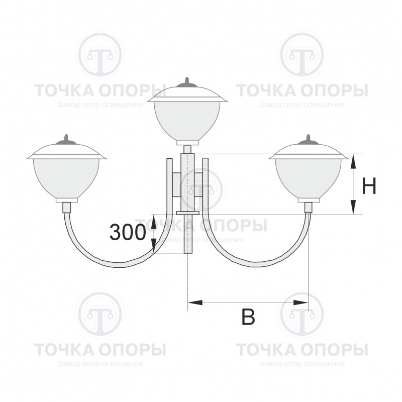 К31-0,5-0,6-1-5 торшерный трехрожковый кронштейн